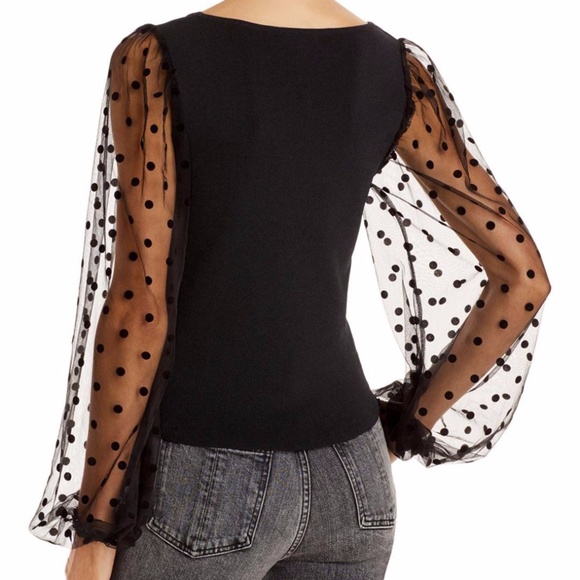 NWT LUCY PARIS Sheer Sleeve Burnout Top - Picture 2 of 2